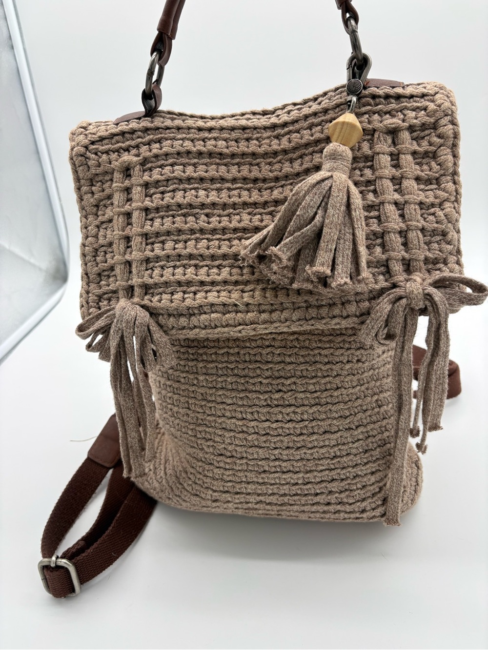 The Sak Woven Tassel Backpack - Taupe